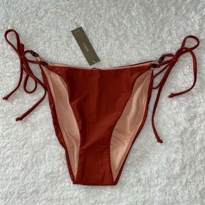 J. Crew Cheeky String Bikini Bottom Rust Orange With Beads Size Medium NWT